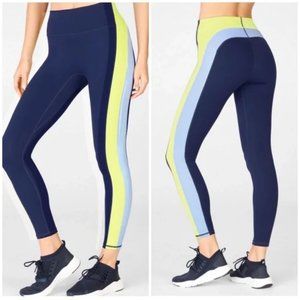 FABLETICS Motion 365 High-Waisted 7/8 Leggings - XL - [Navy + Yellow Colorblock]
